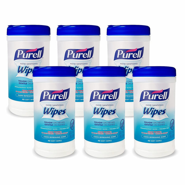 Purell Hand Sanitizing Wipes, Clean Refreshing Scent, 40 Count Hand Wipes Canister 6/Case