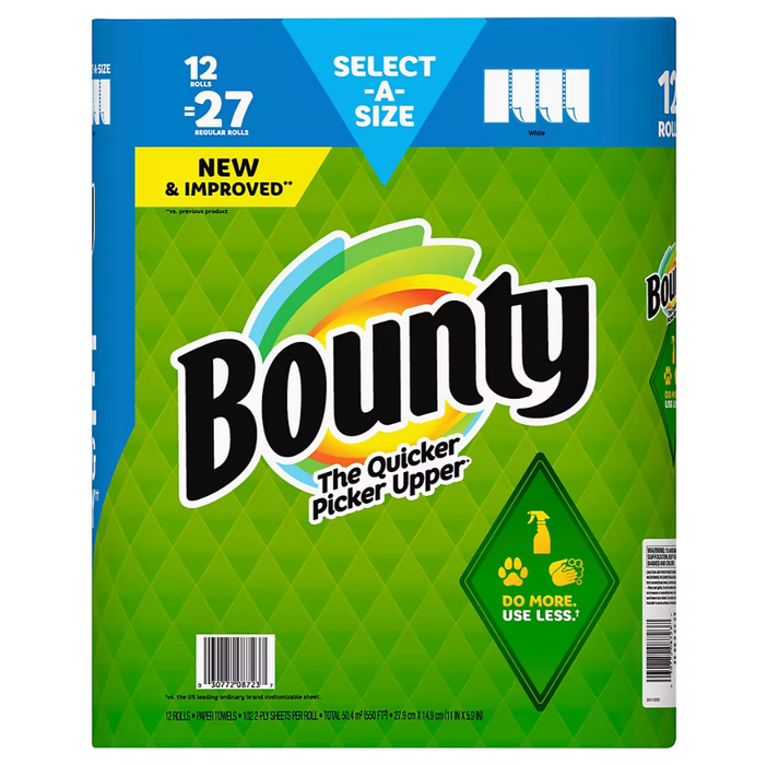 Bounty Select-A-Size Paper Towels, 12 ct./102 Sheets - White