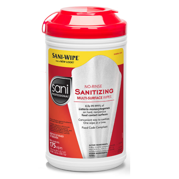 Wipes - 175 Sani Professional No-Rinse Sanitizing Wipes - 1 Canisters Of 175 Wipes - Kills 99.999% - EPA Registered - Made In USA