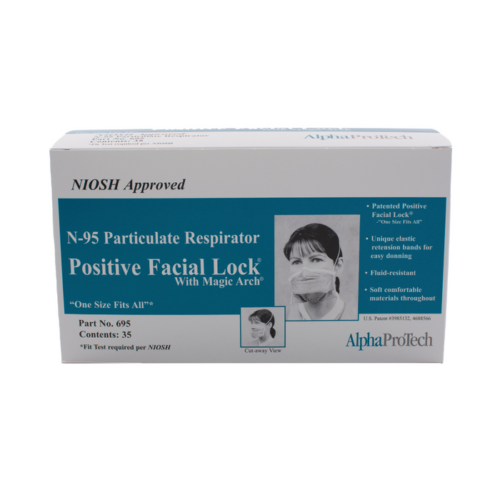 Alpha ProTech N95 mask, FDA Approved (Box of 35 respirators) or Case of 210, choose Qty.