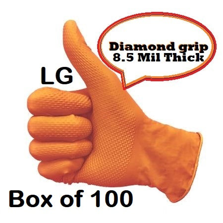 Orange Nitrile Gloves | 1 or 10 Boxes - 100 Gloves | Multi Purpose Powder-free | Large | 8.5 Mil