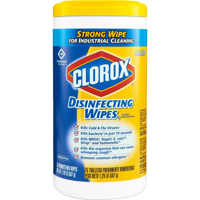 Clorox® Disinfecting Wipes - Lemon Fresh - 6 canisters of 75 wipes - $11.30/can - Brooklyn Equipment