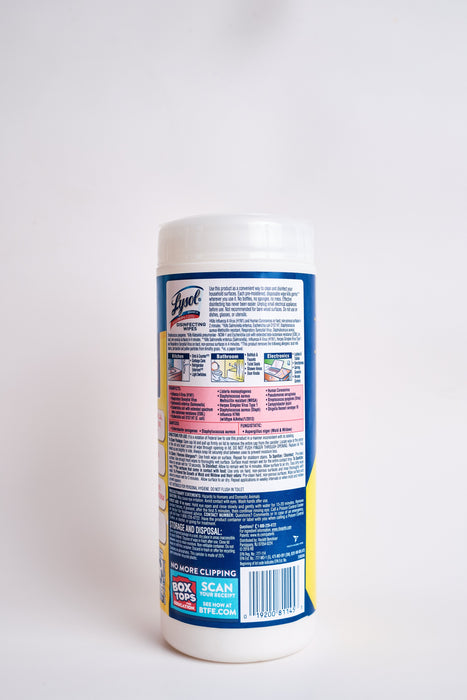 Lysol® Disinfecting Wipes - 1 canisters of 35 wipes - Lemon and Lime Blossom Scent - Brooklyn Equipment