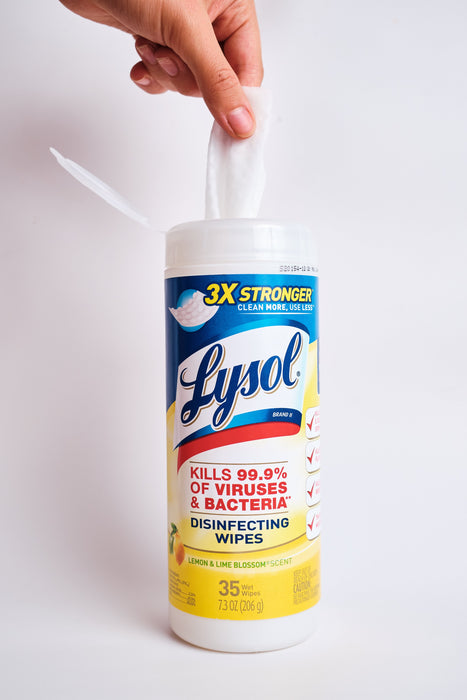Lysol® Disinfecting Wipes - 1 canisters of 35 wipes - Lemon and Lime Blossom Scent - Brooklyn Equipment