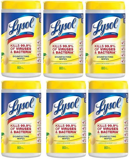 480 Lysol® Disinfecting Wipes - Lemon and Lime - 6 Canisters of 80 Wipes - $7.66 each - Brooklyn Equipment