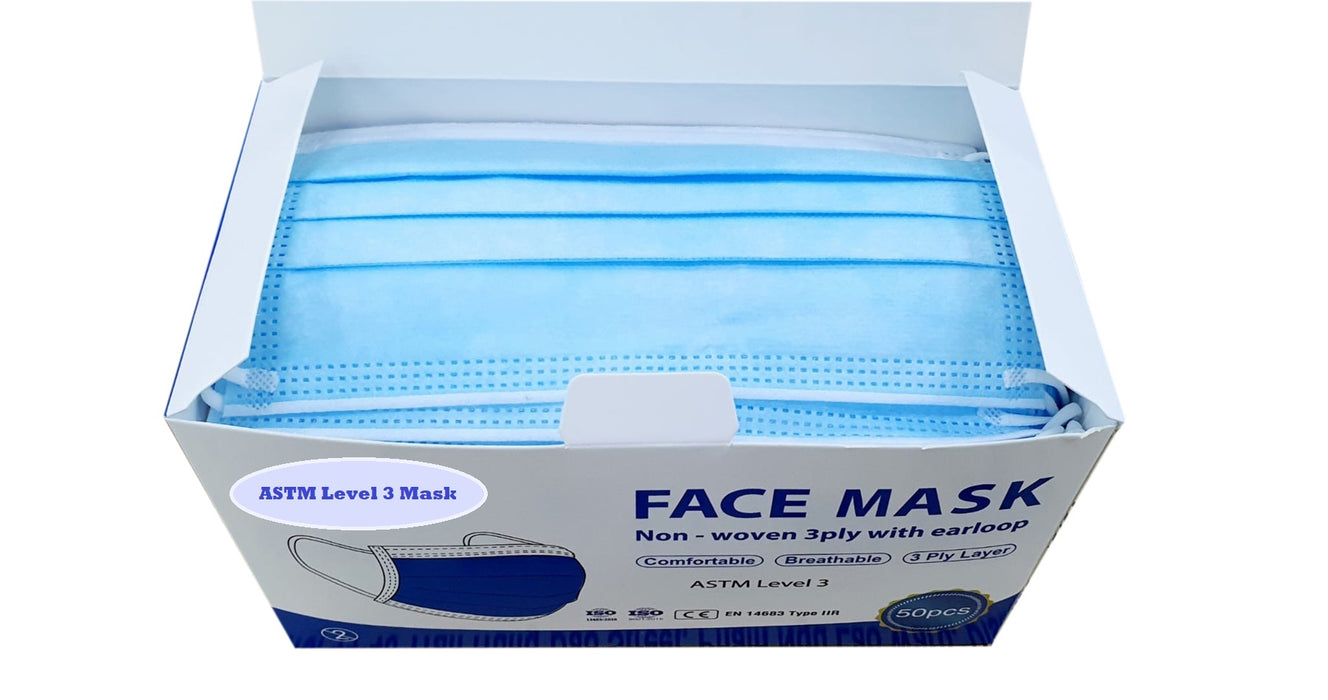 Aoshang ASTM Level 3 Procedure Mask - 98% filtration - Disposable - pack of 50