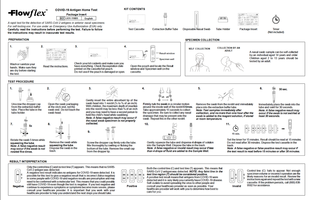 Flowflex SARS-CoV-2 Antigen Rapid Test (Self-Testing) 1 test per box 1-1000 Bundle Deal