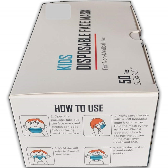 3-ply - KID MASK -  Disposable - pack of 50 - BLUE