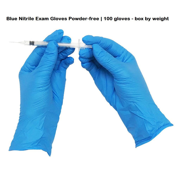 Blue Nitrile Exam Gloves Powder-free | 100 gloves - box by weight
