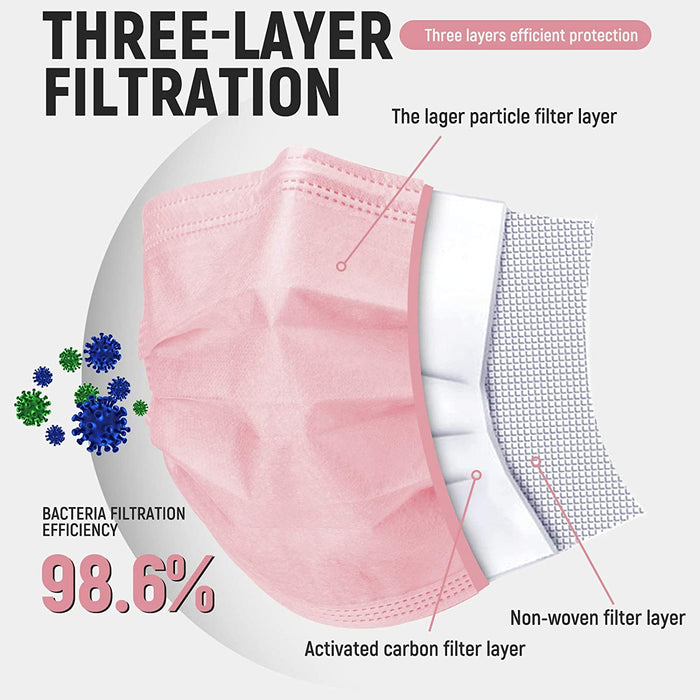 3-ply - KID MASK -  Disposable - Pack of 50 - PINK