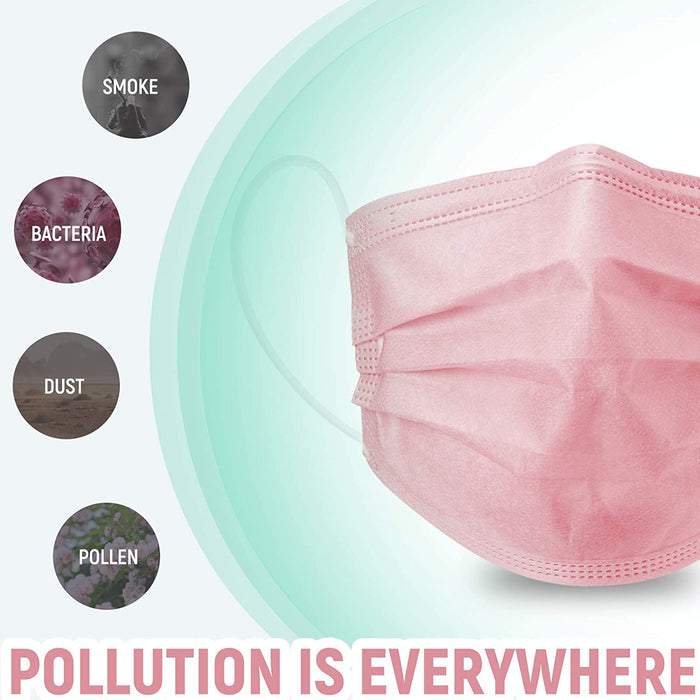 3-ply - KID MASK -  Disposable - Pack of 50 - PINK