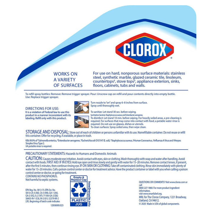 Clorox Disinfecting All Purpose Bleach-Free Cleaner Refill, Crisp Lemon Scent (180 oz. + 32 oz.)