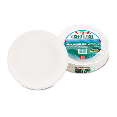AJM White 9" Paper Plates, Uncoated,1,000 Plates (10 Packs of 100)
