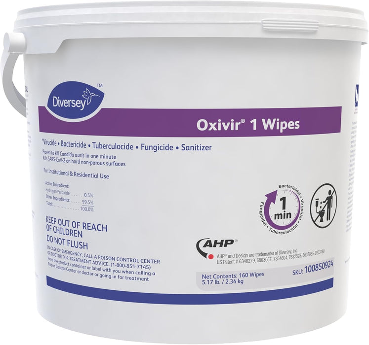 Diversey 5627427 Oxivir TB Disinfectant Wipes 11 x 12 White 160/Bucket 4 Bucket/Carton