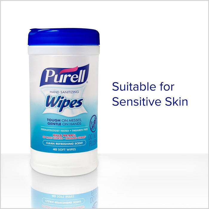 Purell Hand Sanitizing Wipes, Clean Refreshing Scent, 40 Count Hand Wipes Canister 6/Case