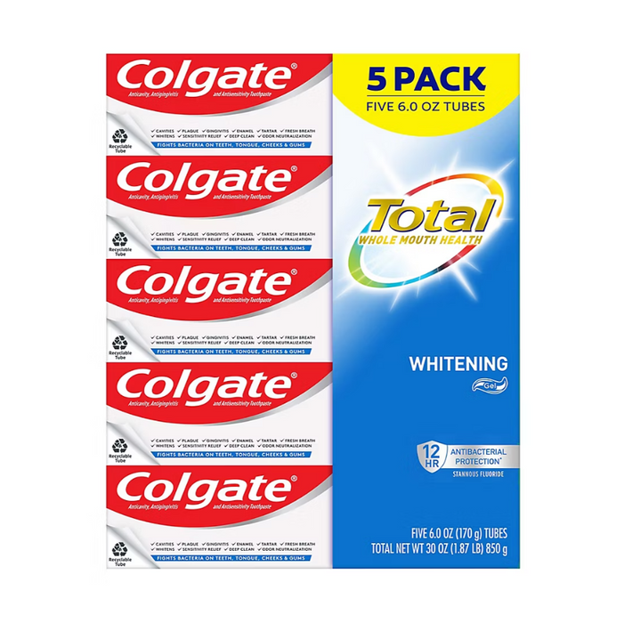 Colgate Total Whitening Gel Toothpaste, 5 pk./6 oz.