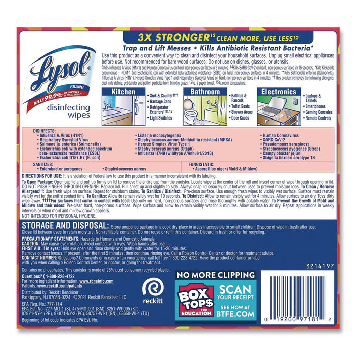 Lysol Brand New Day Disinfecting Wipes, Mango Scent - Disinfectant, Pre-moistened,6/Ct 80 Wipes Canister