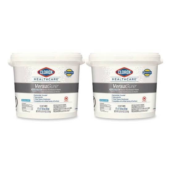 Clorox Healthcare VersaSure 12 in. x 12 in. 110-Count White 1-Ply Cleaner Disinfecting Wipes (2 Buckets/Count)