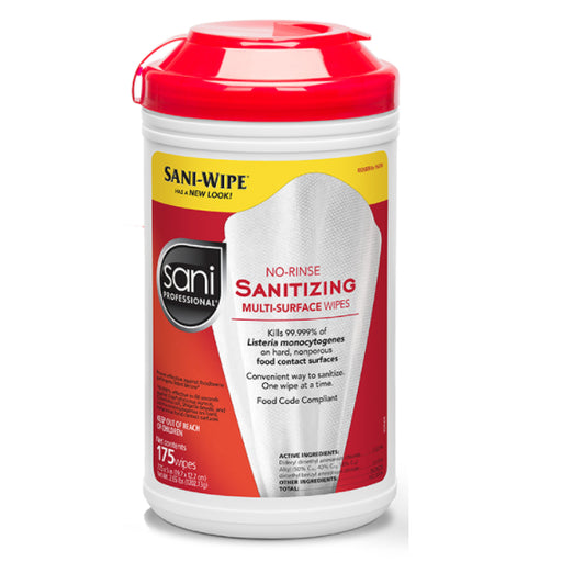 Wipes - 175 Sani Professional No-Rinse Sanitizing Wipes - 1 Canisters Of 175 Wipes - Kills 99.999%  -   EPA Registered - Made In USA
