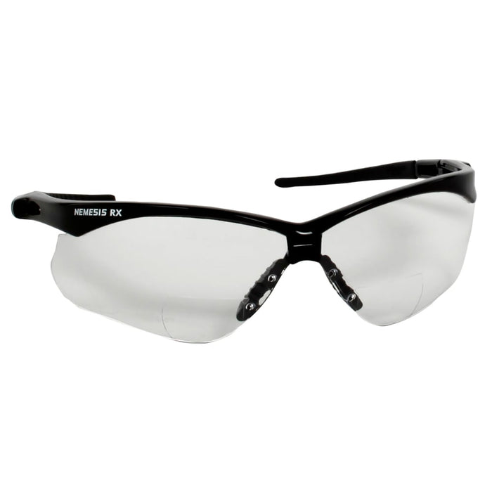 V60 Nemesis™ Rx Readers Prescription Safety Glasses, Clear, Polycarbonate Scratch-Resistant Lens, Black Frame/Temples, +1.5