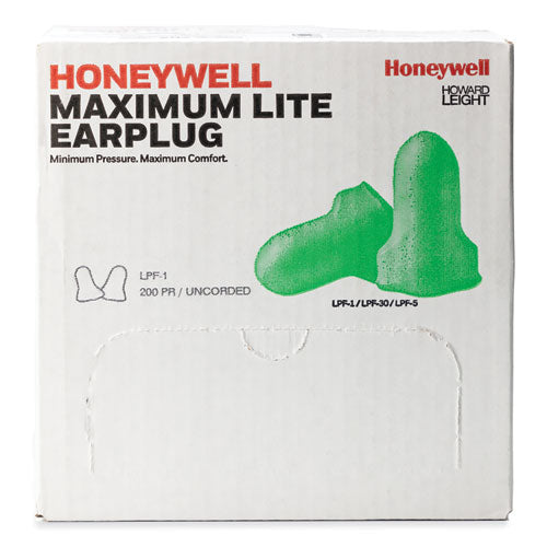 Max Lite® Disposable Earplug, Foam, Green, Uncorded, Poly Bag Box Of 200