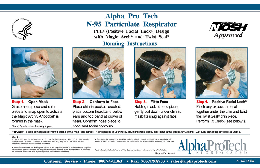 Alpha ProTech N95 mask, FDA Approved (Box of 35 respirators) or Case of 210, choose Qty.