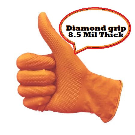 Orange Nitrile Gloves | 10 Box of 100 Gloves | Multi Purpose Powder-free | XL | 8.5 mil