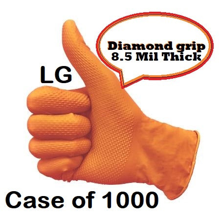 Orange Nitrile Gloves | 1 or 10 Boxes - 100 Gloves | Multi Purpose Powder-free | Large | 8.5 Mil