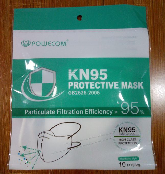 KN95 with HEAD elastic - on FDA Authorized list - pack of 500 -  $2.4/mask - free shipping - Powecom - Brooklyn Equipment