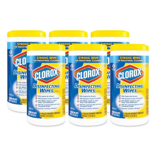Clorox® Disinfecting Wipes - Lemon Fresh - 6 canisters of 75 wipes - $11.30/can - Brooklyn Equipment