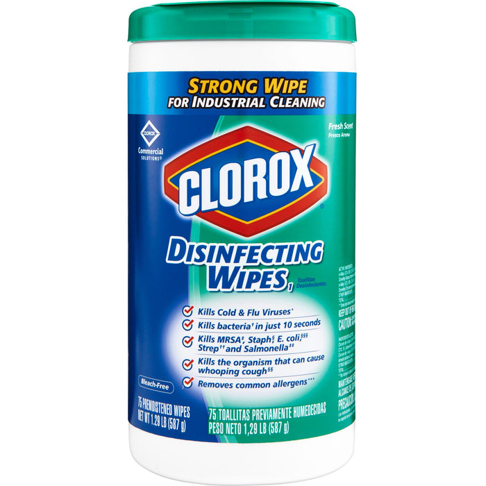 75 Wipes Clorox® Disinfecting Wipes - 1 canister of 75 wipes - Fresh Scent - $8.5/can - Brooklyn Equipment