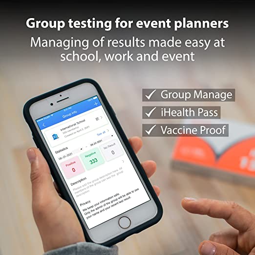 iHealth Event planning Covid results test app